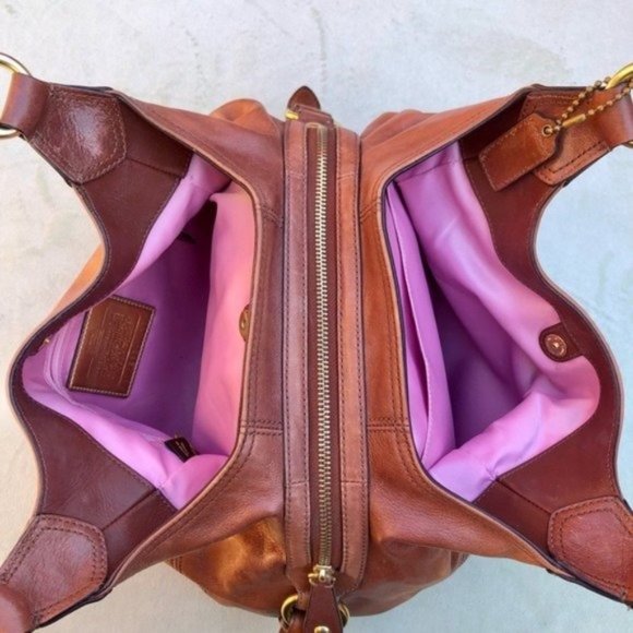 COPY - COPY - Coach Madison Maggie 3 compartment Brown Tan Large Hobo Bag - Picture 3 of 13